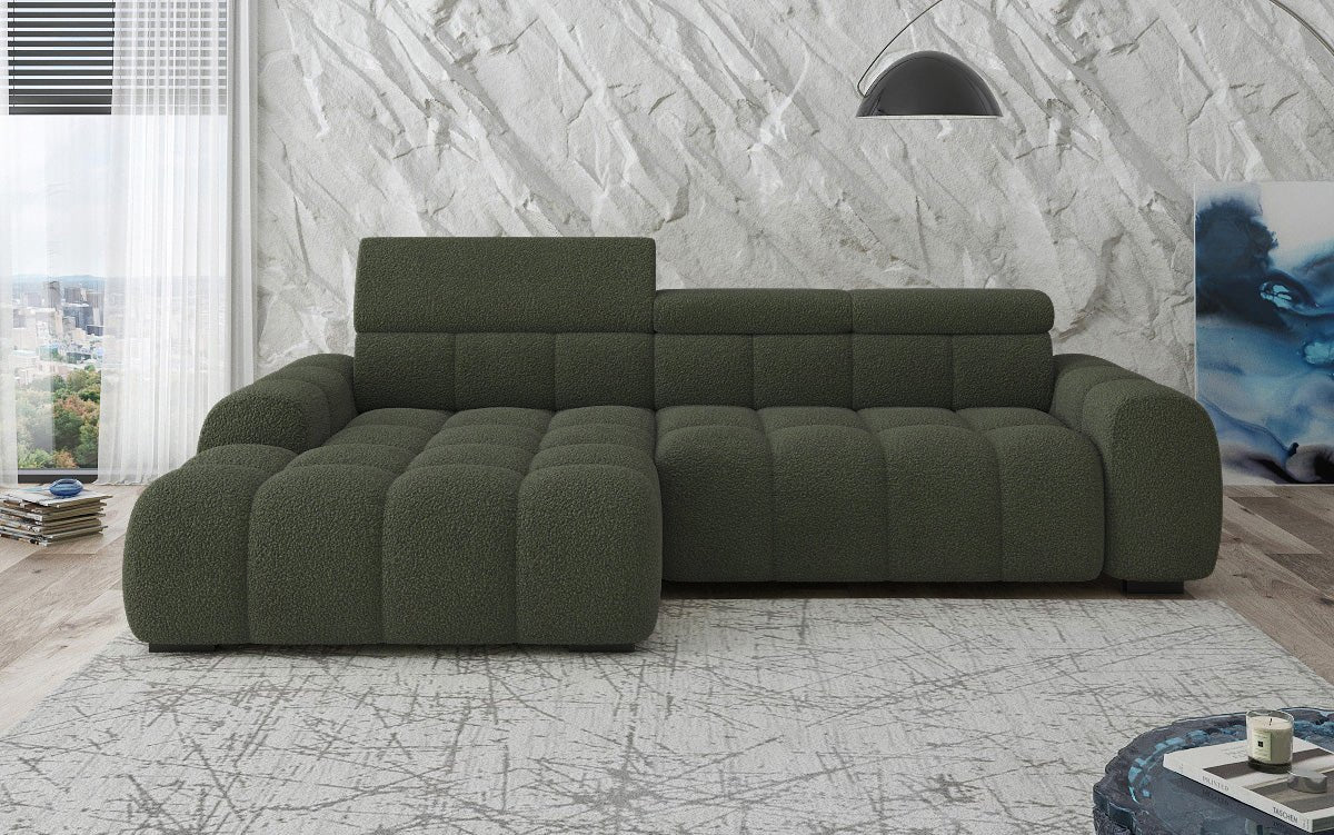 Designer Sofa Elaro L mit elektrischer Sitzerweiterung in Bouclé
