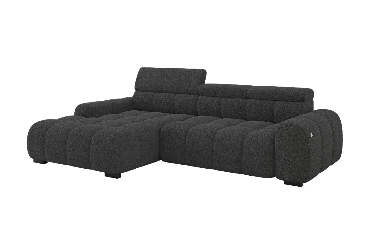 Designer Sofa Elaro L mit elektrischer Sitzerweiterung in Bouclé
