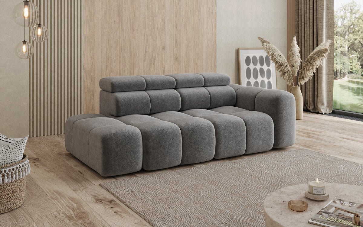 Designer Sofa 3-Sitzer mit Chaise Longue Mia in Chenille
