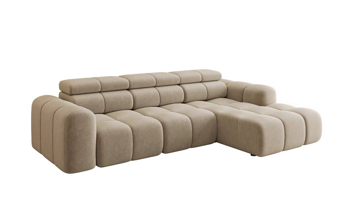 Designer Sofa Mia L mit elektrischer Sitzerweiterung in Chenille
