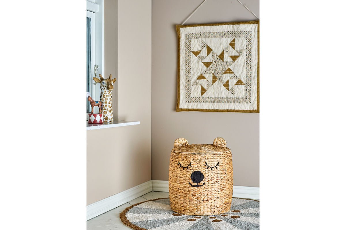 Aufbewahrungskorb Lino – mit Deckel aus Wasserhyazinthe