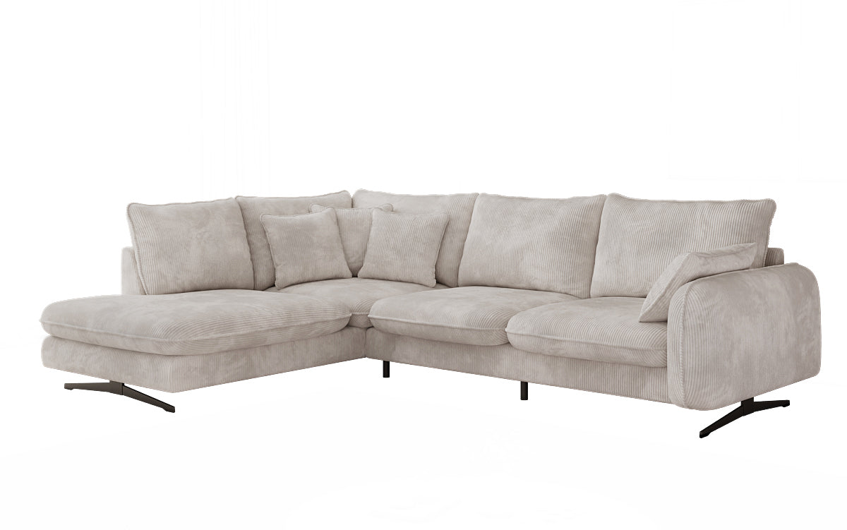 Designer Ecksofa Laguna mit Metallfüße in Cord