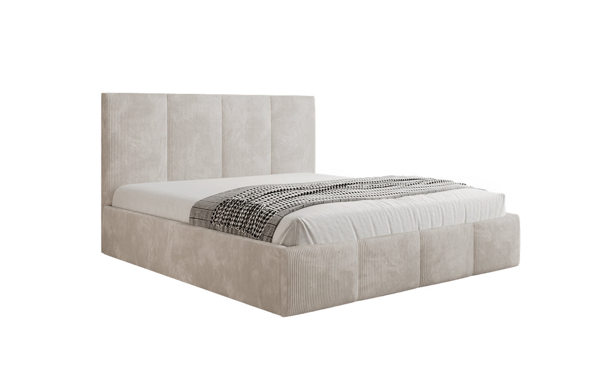 Designer Polsterbett Mina in Cord mit Stauraum