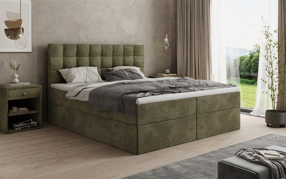Boxspringbett Como in Cord mit Stauraum
