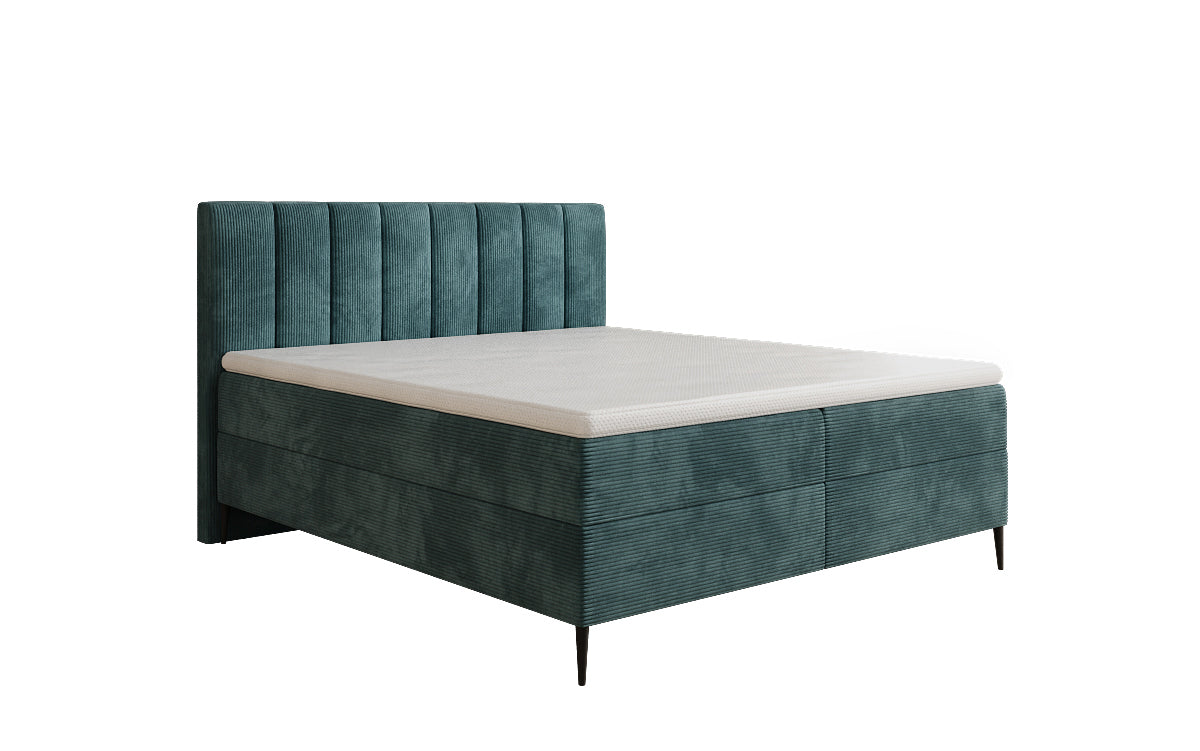 Boxspringbett Lucca in Cord mit Stauraum und Füßen