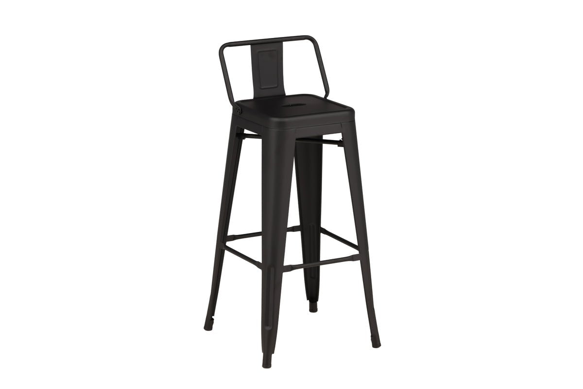 4er Set - Barhocker Tamo - Robust aus Stahl in Schwarz