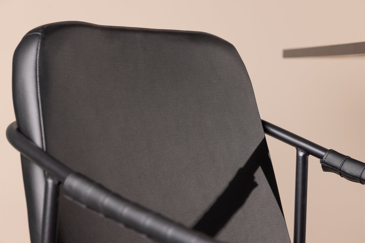 2er Set - Barhocker Vita aus schwarzem PU mit Stahlgestell