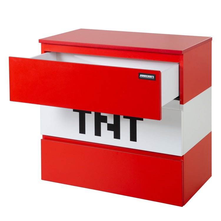 Minecraft Kommode „TNT Box“ – mit LED-Beleuchtung & 3 Schubladen