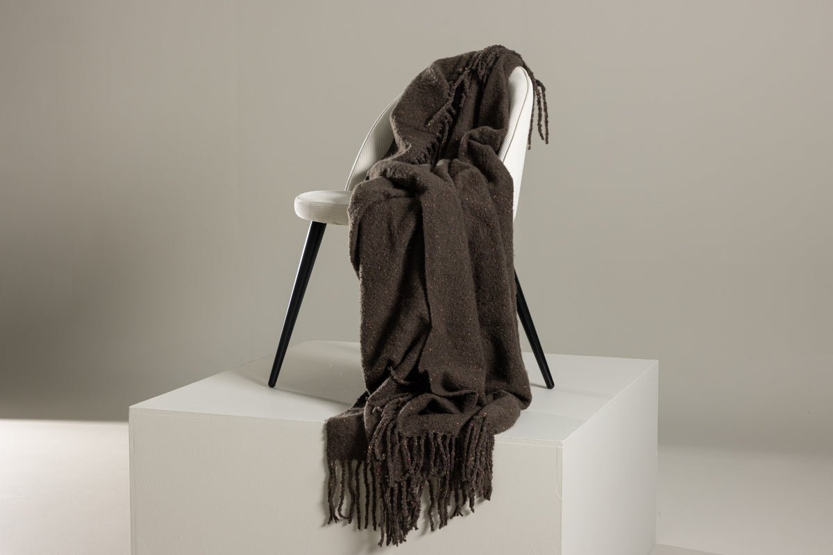 Tagesdecke Malin Anthrazit – 170×130 cm mit Fransen & Melierung