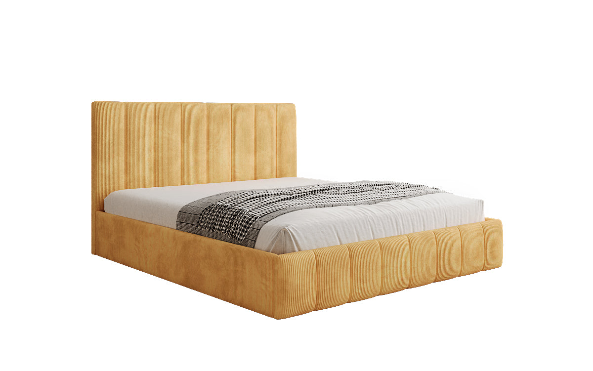 Designer Polsterbett Mila in Cord mit Stauraum