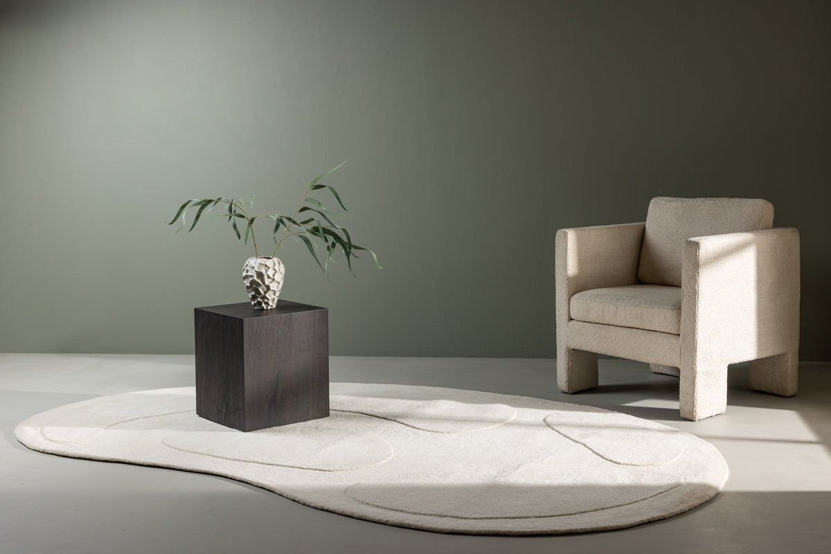 Teppich Caelen – ovale Form in Schwarz & Weiß aus Baumwolle