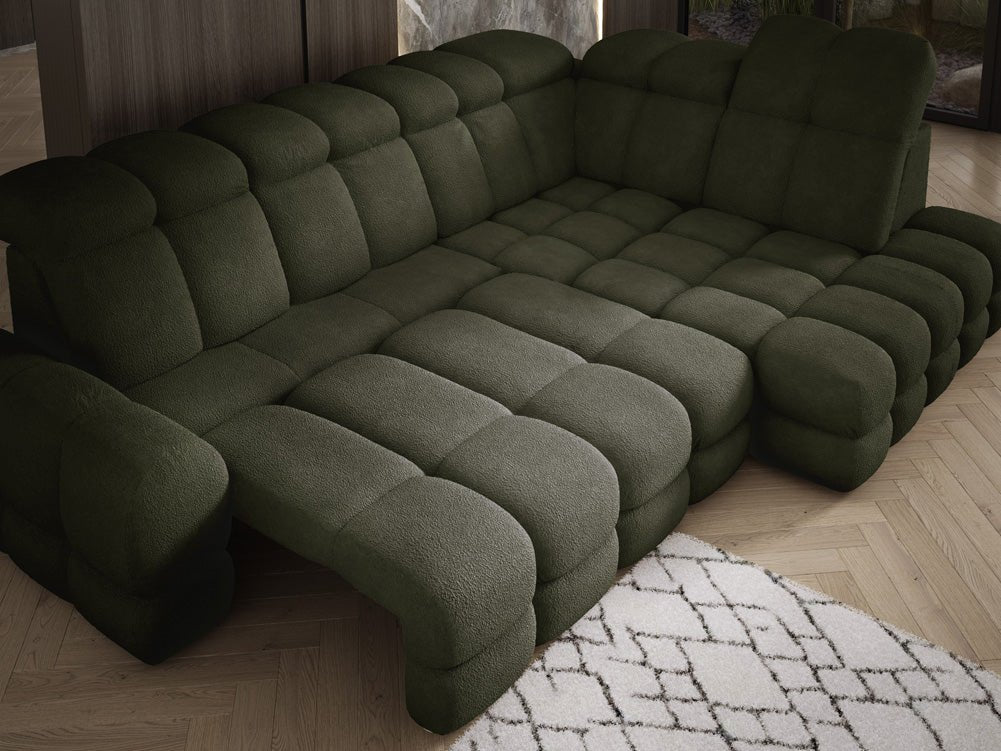 Designer Sofa Lima L mit elektrischer Schlaffunktion in Bouclé