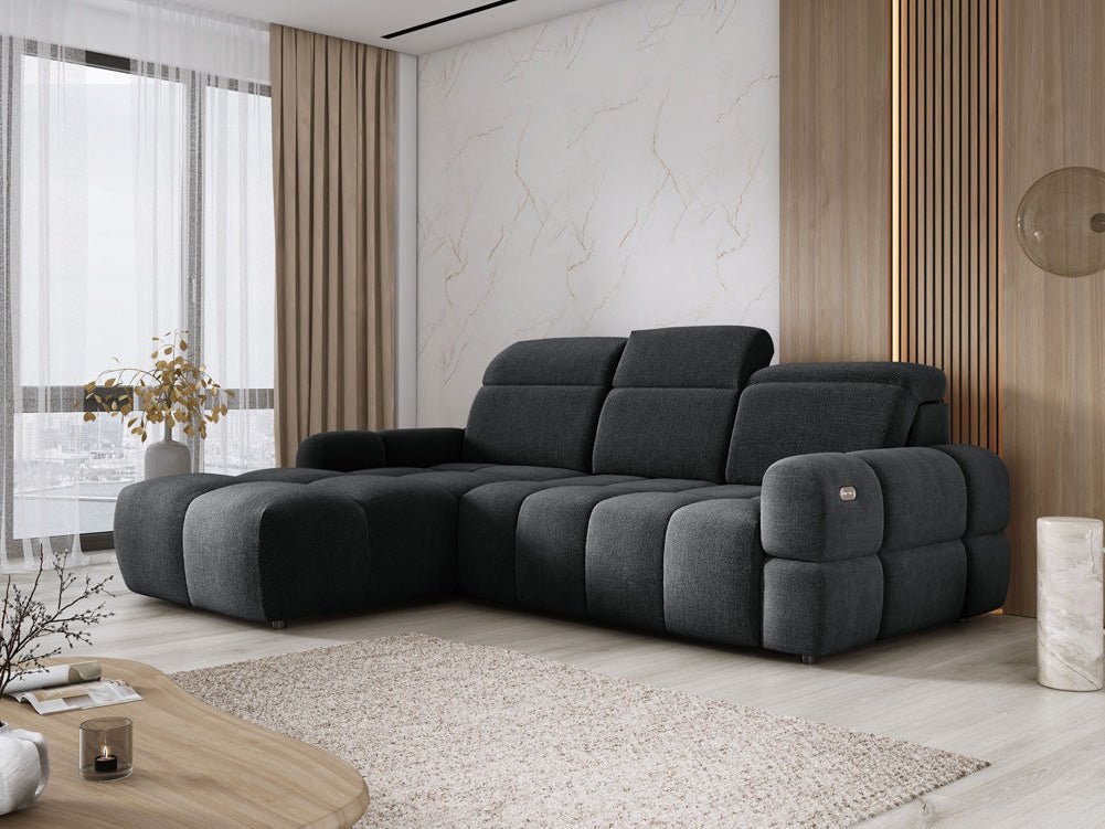 Designer Sofa Arosa L mit elektrischer Schlaffunktion in Bouclé