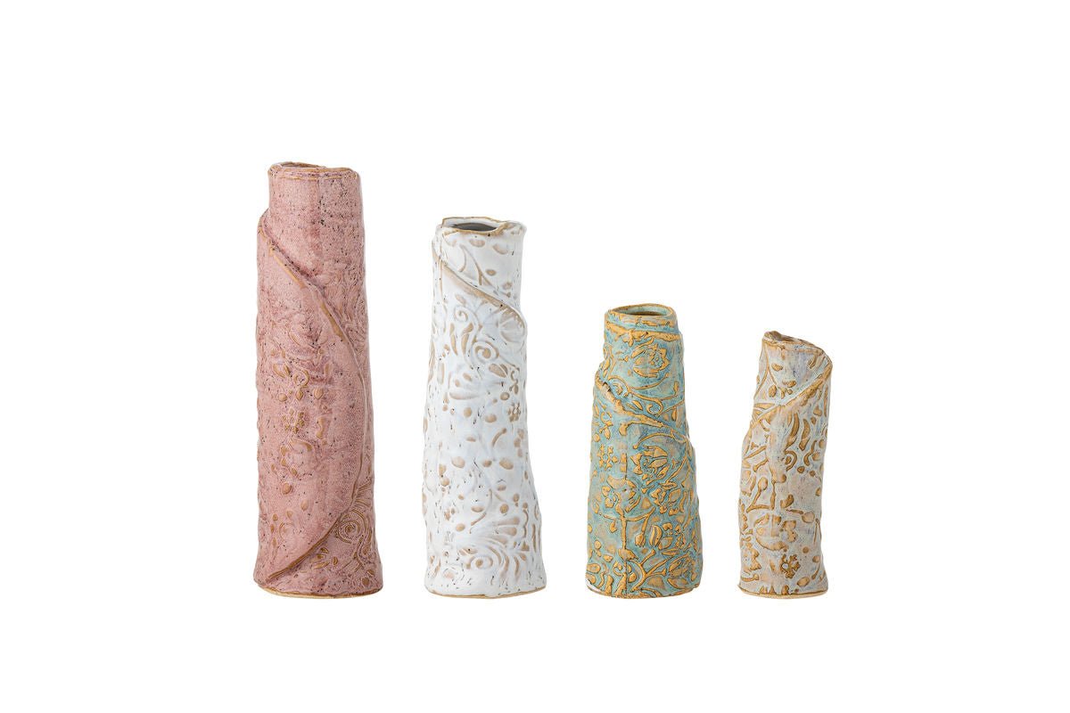 Vase „Tavik“ – Steingut mit reaktiver Glasur (4er-Set)