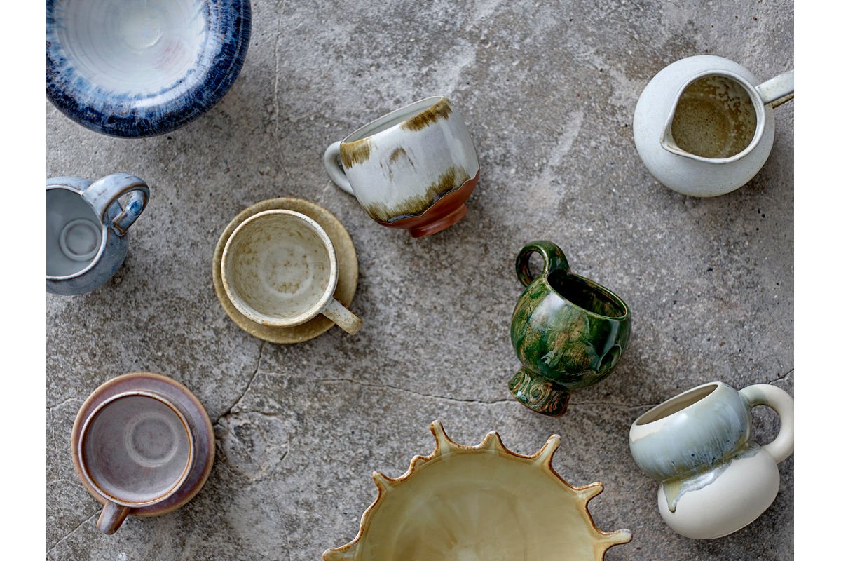 Tassen-Set „Elane“ – Grünes Steingut (4-teilig)