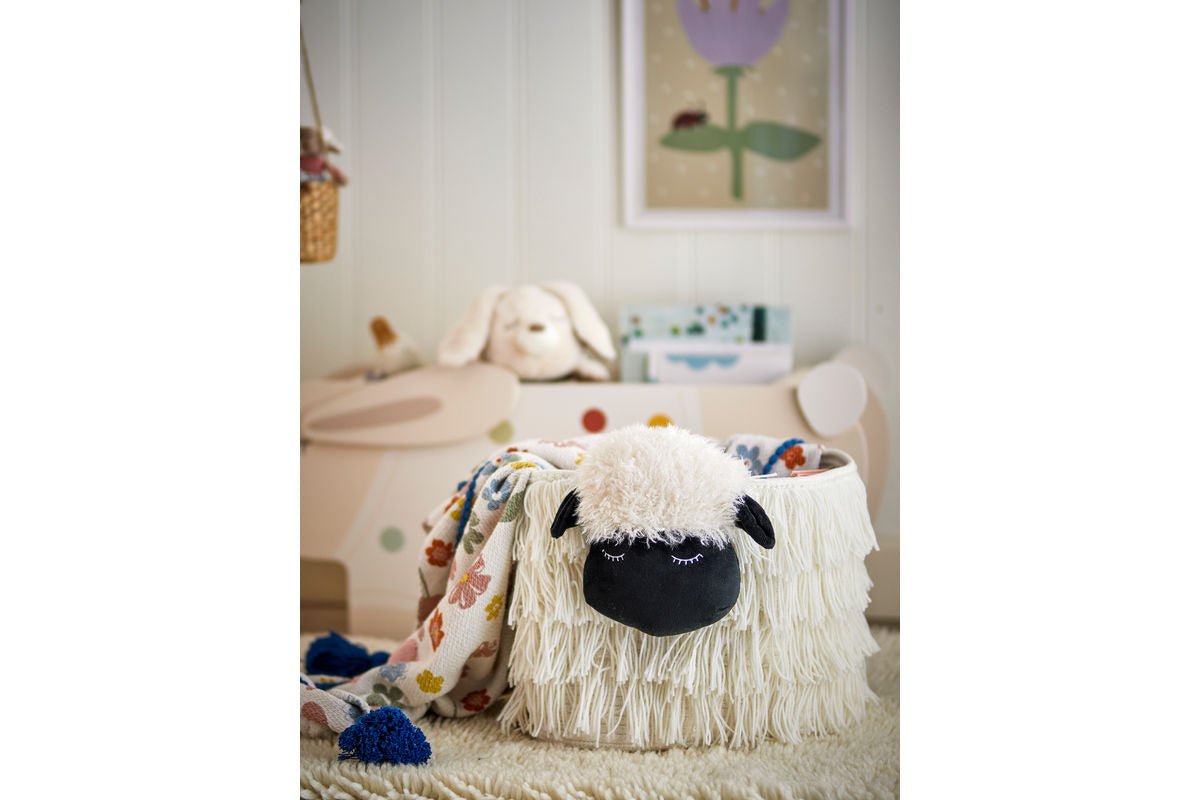 Kinder Korb Wolki – Flauschiger Kinderkorb in Schafsoptik