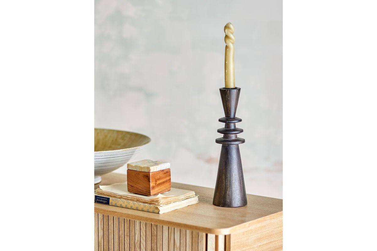 Kerzenhalter „Nerith“ – Schwarzes Mangoholz