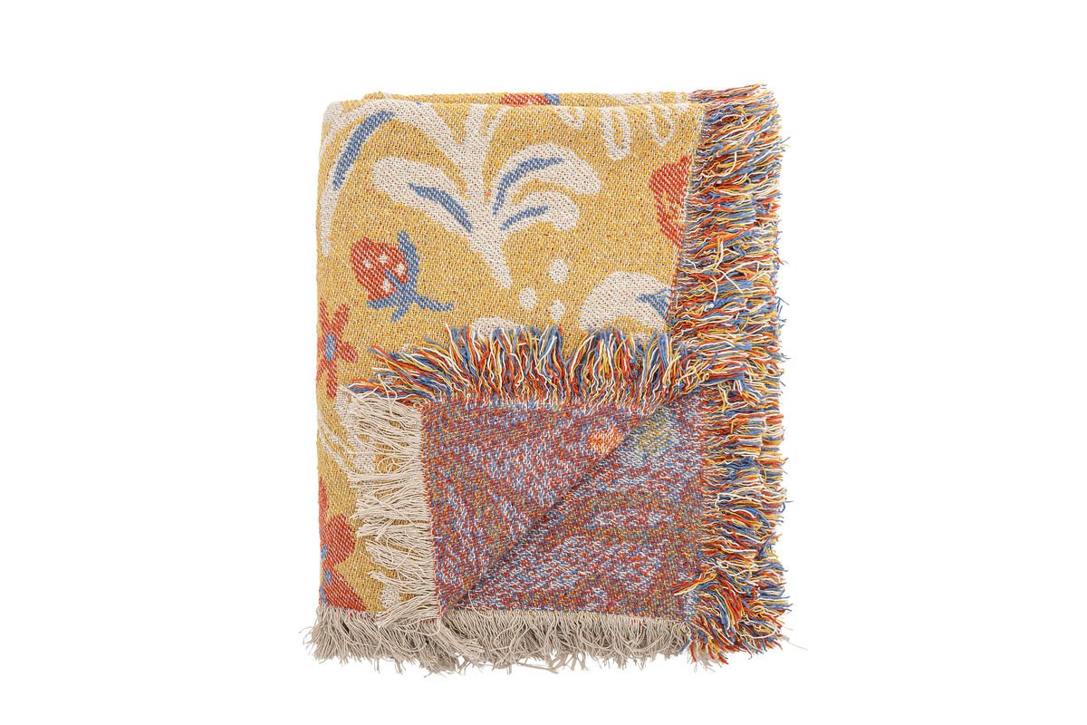 Tagesdecke Floris – Farbenfrohes Blumenmuster aus recycelter Baumwolle