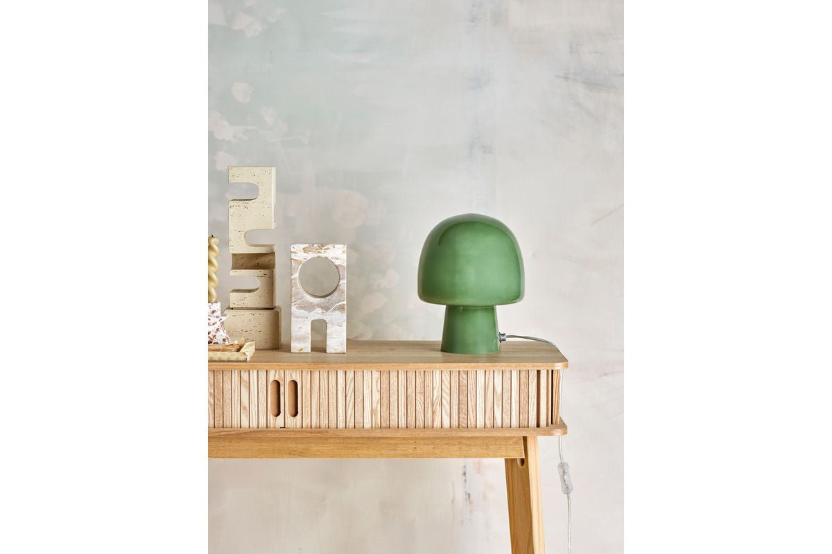 Tischlampe Nysa – Glasleuchte in organischer Pilzform