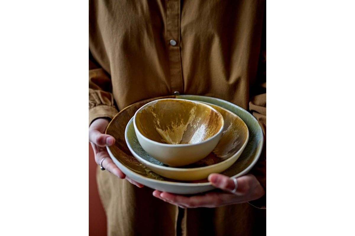 Schalen-Set „Solari“ – Gelbes Steingut (4-teilig)