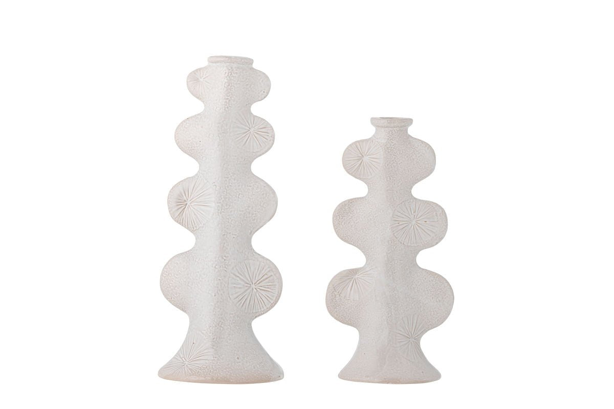 Kerzenhalter Lima – Weißes Steingut (2-teiliges Set)