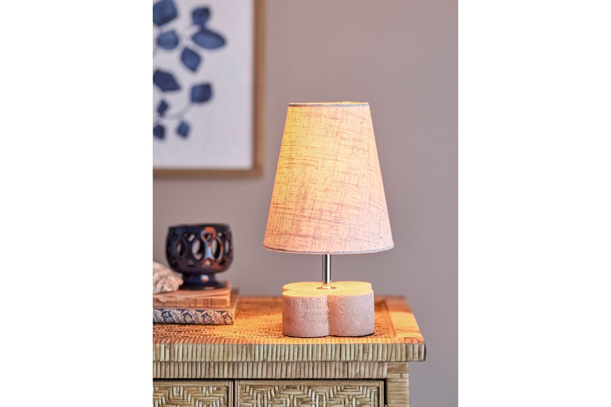 Tischlampe Keldinor - Beige Steingut