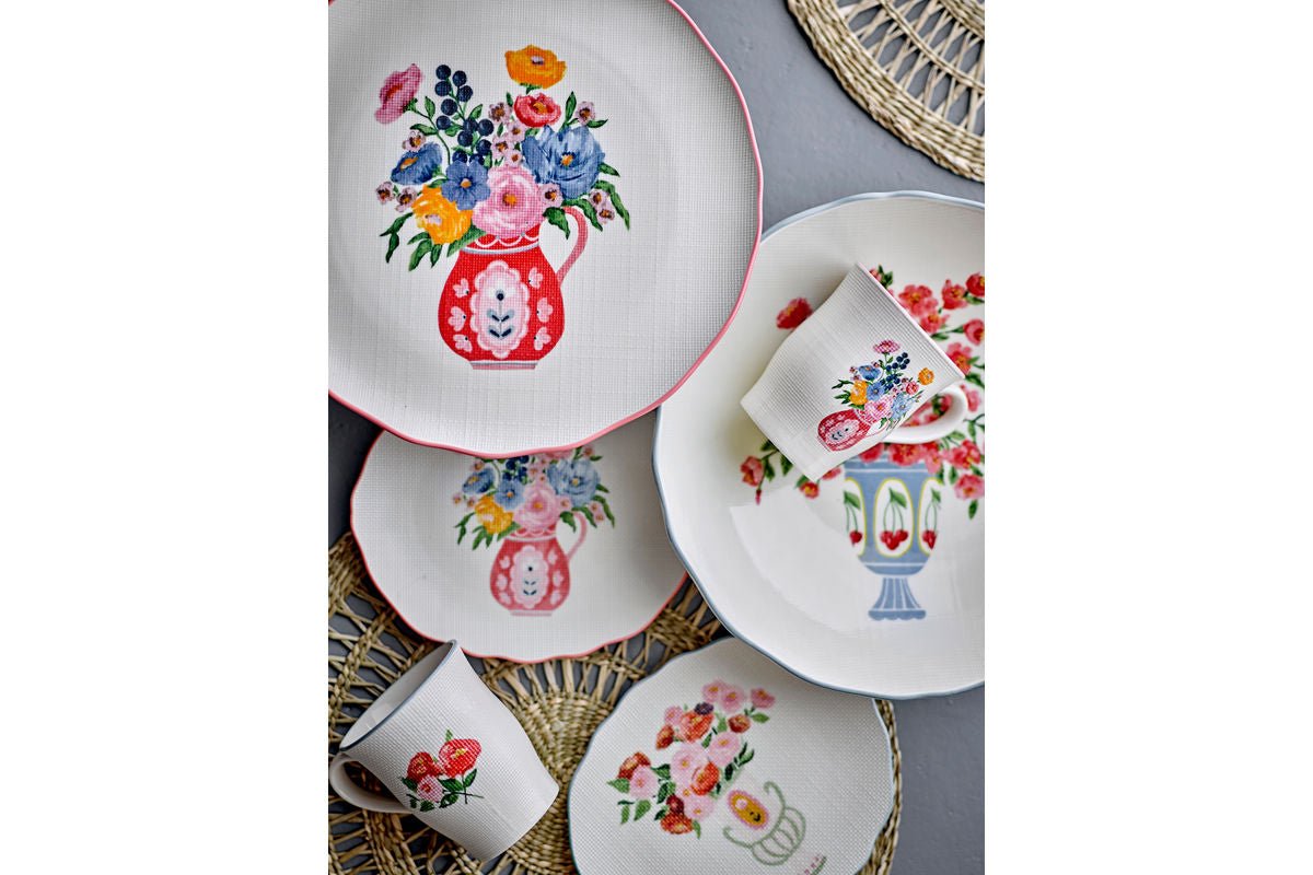 Schale Avenza – weiß Steingut mit Blumen