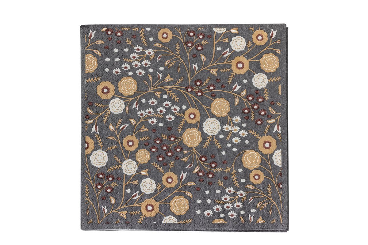 Papierserviette Elise – 33 × 33 cm, 20 Stück – florales Design in Naturtönen