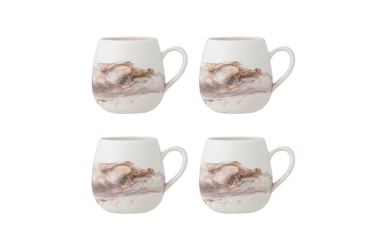 Tassen-Set „Arvona“ – Braunes Steingut (4-teilig)