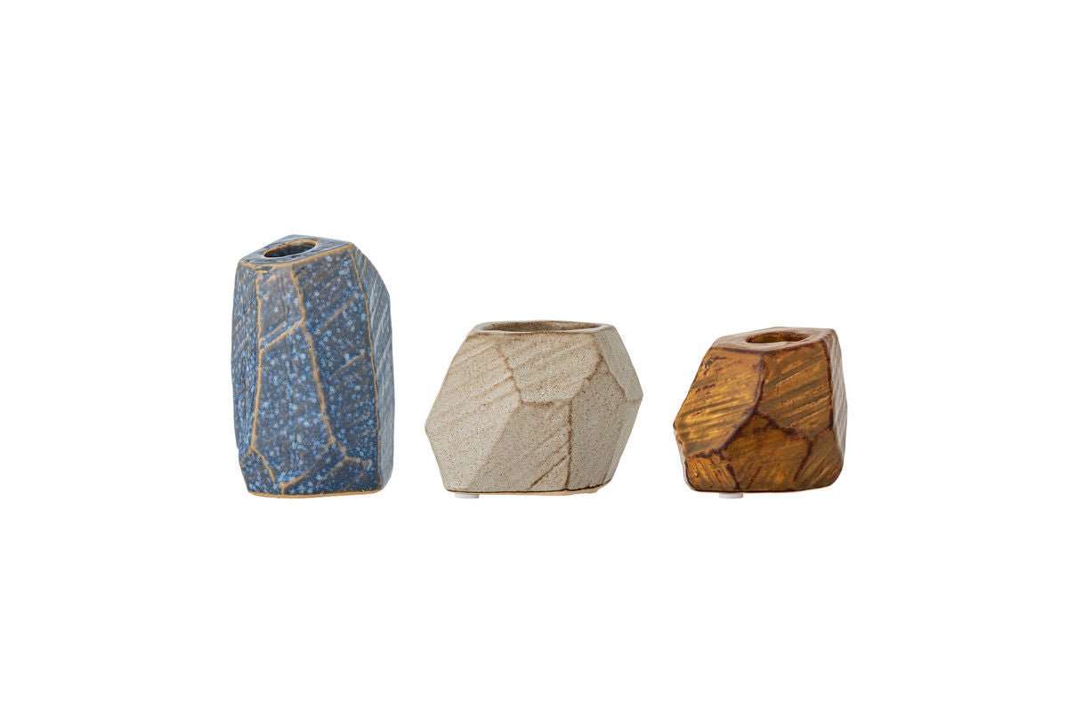 Kerzenhalter Set (3-teilig) "Blessure" - aus Steingut