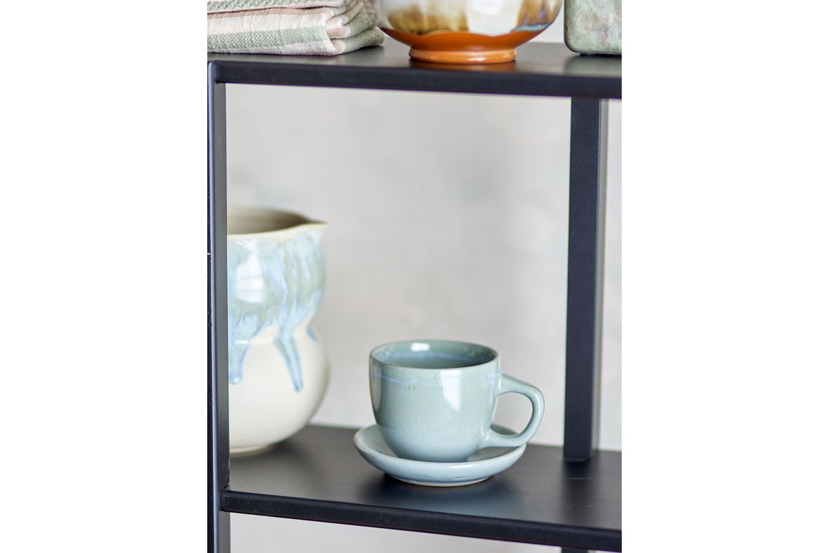 Becher-Set Skaro – Blau Steingut mit Untertasse (4-teilig)