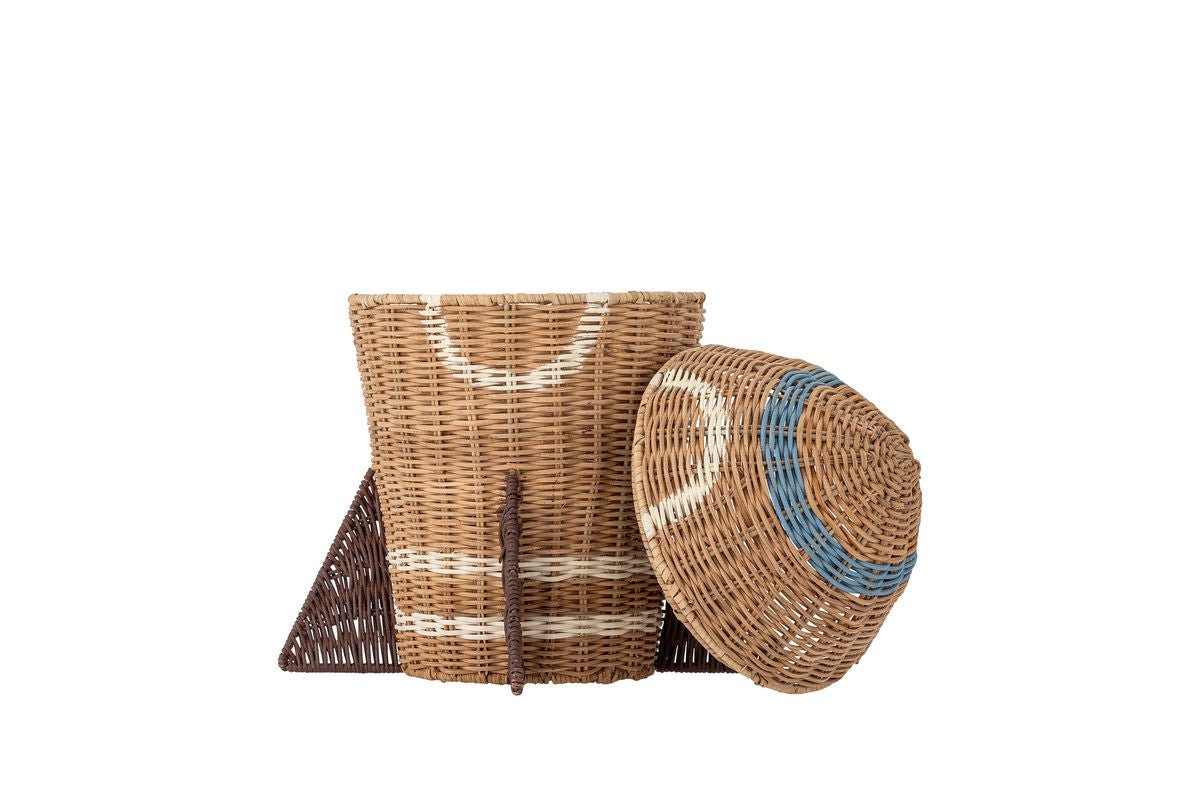 Kinder-Aufbewahrungskorb „Rocket“ mit Deckel – Naturfarbenes Rattan