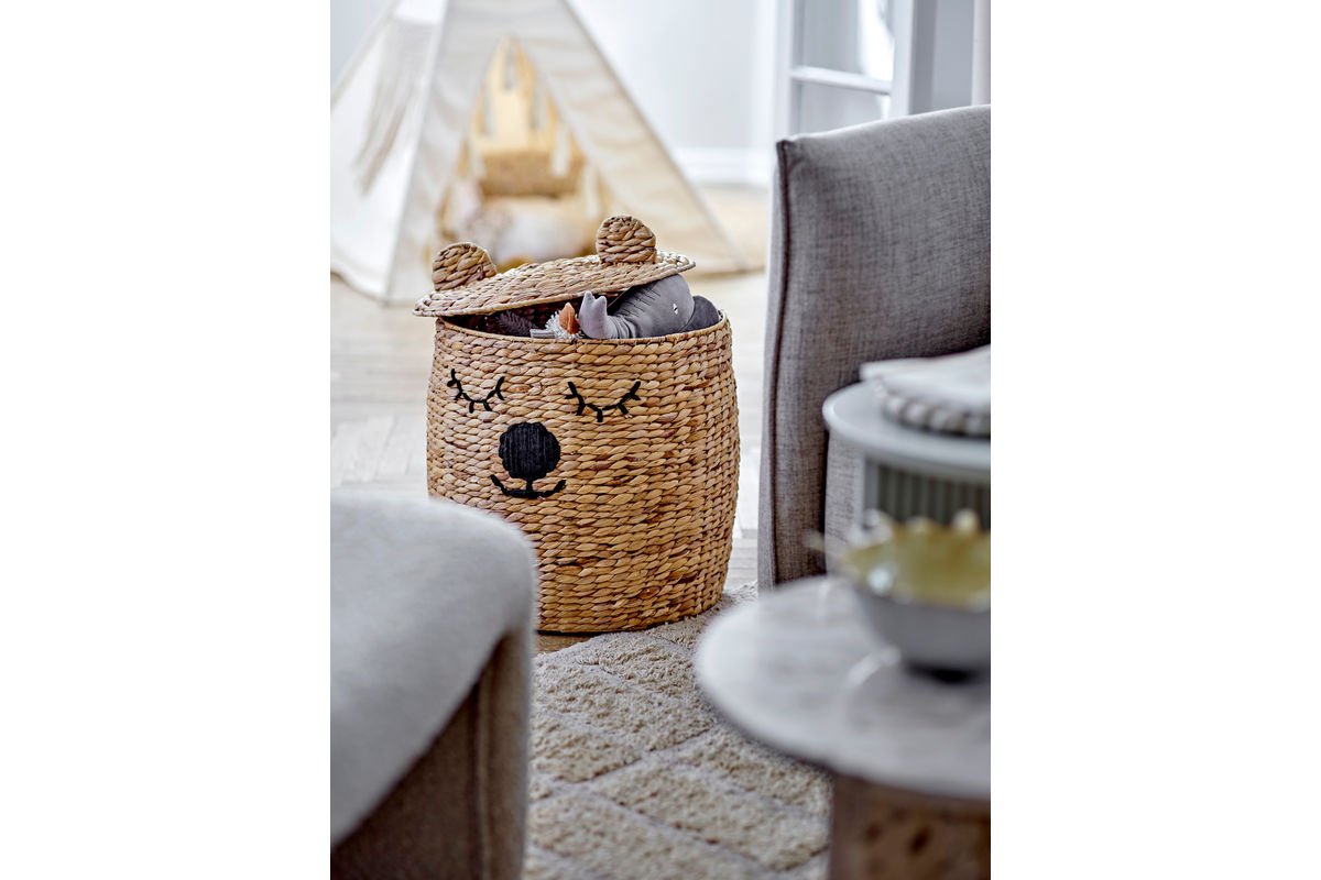 Aufbewahrungskorb Lino – mit Deckel aus Wasserhyazinthe