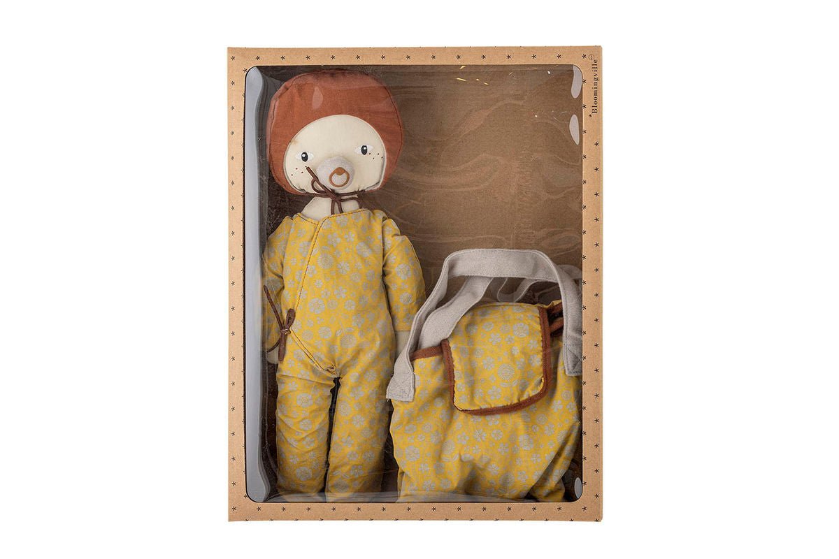 Puppe Alin - Spielset mit Wickelzubehör & Kuschelpuppe im Blumenoutfit