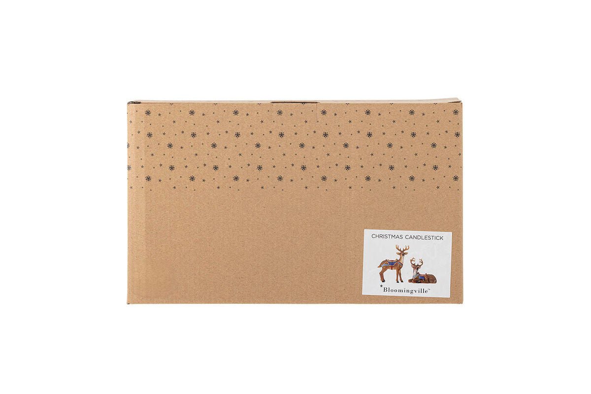 Kerzenhalter-Set Noelio – handbemalte Rentiere aus Polyresin (2er-Set)