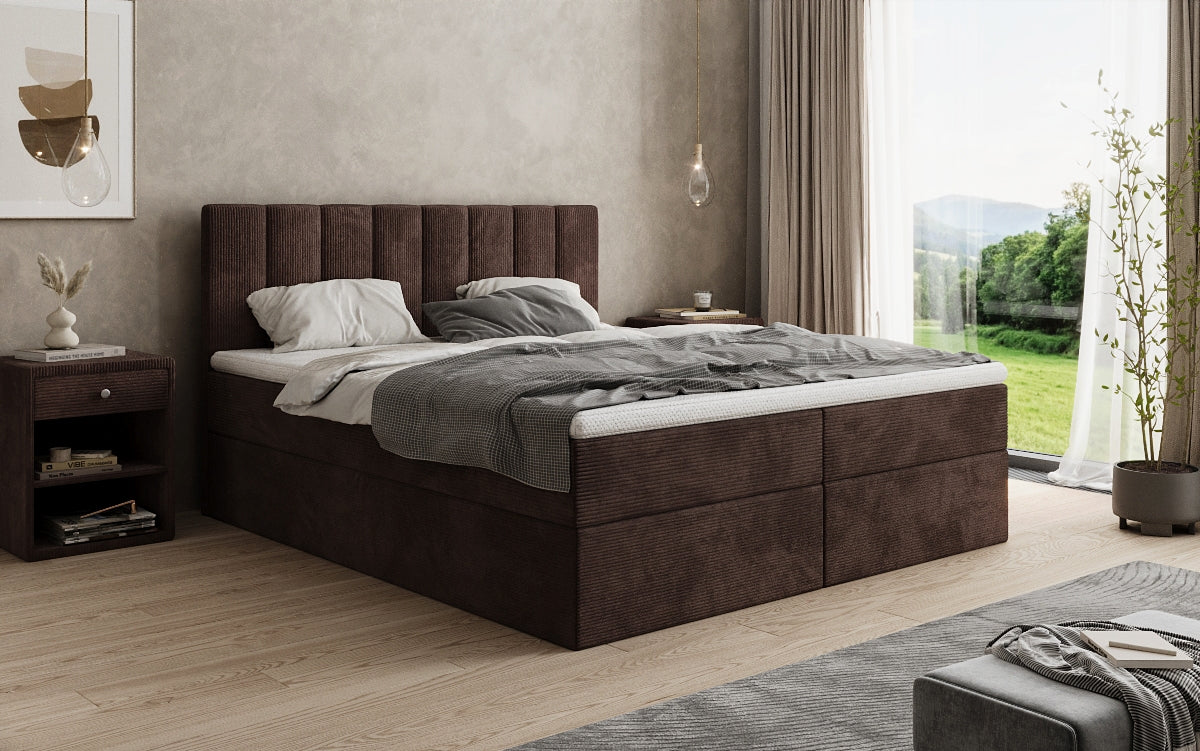 Boxspringbett Sofia in Cord mit Stauraum