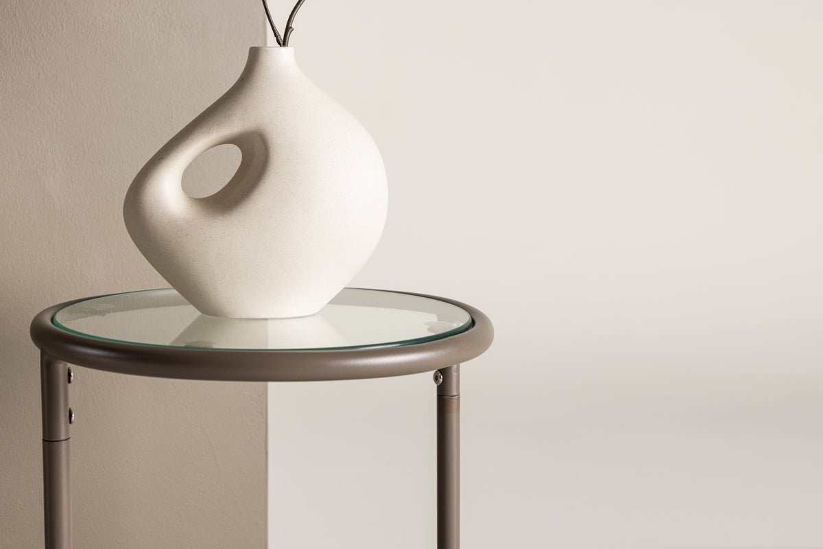 Beistelltisch Avenger – in Braun mit Glasplatte