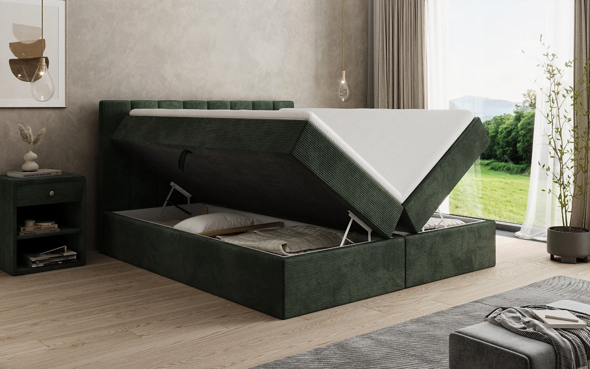 Boxspringbett Sofia in Cord mit Stauraum