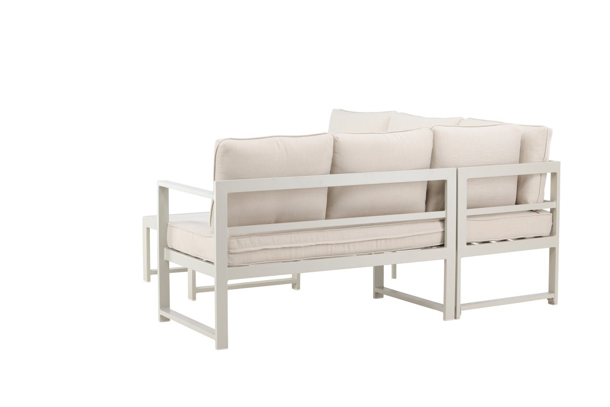 Garten Loungeset Nadi – 3-teilig mit Tisch in Beige aus Aluminium & Polyester