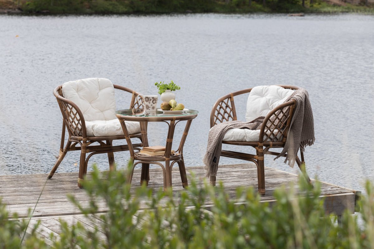 Balkonset Jasmin - aus walnussfarbenen Rattan