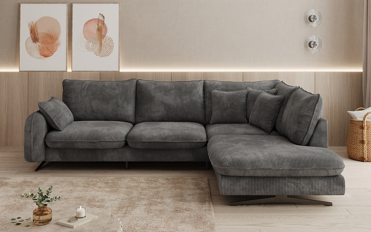 Designer Ecksofa Laguna mit Metallfüße in Cord