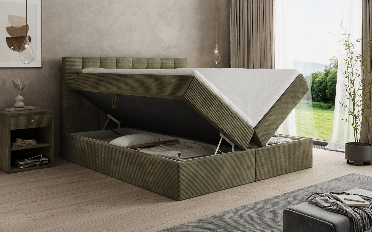 Boxspringbett Como in Cord mit Stauraum