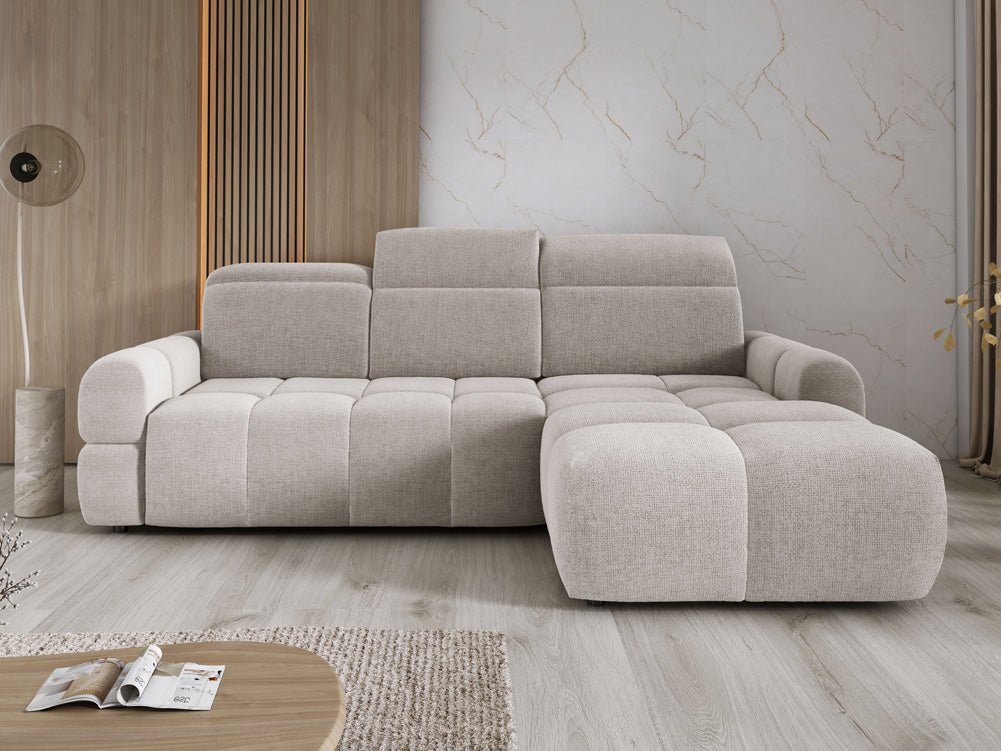 Designer Sofa Arosa L mit elektrischer Schlaffunktion in Bouclé