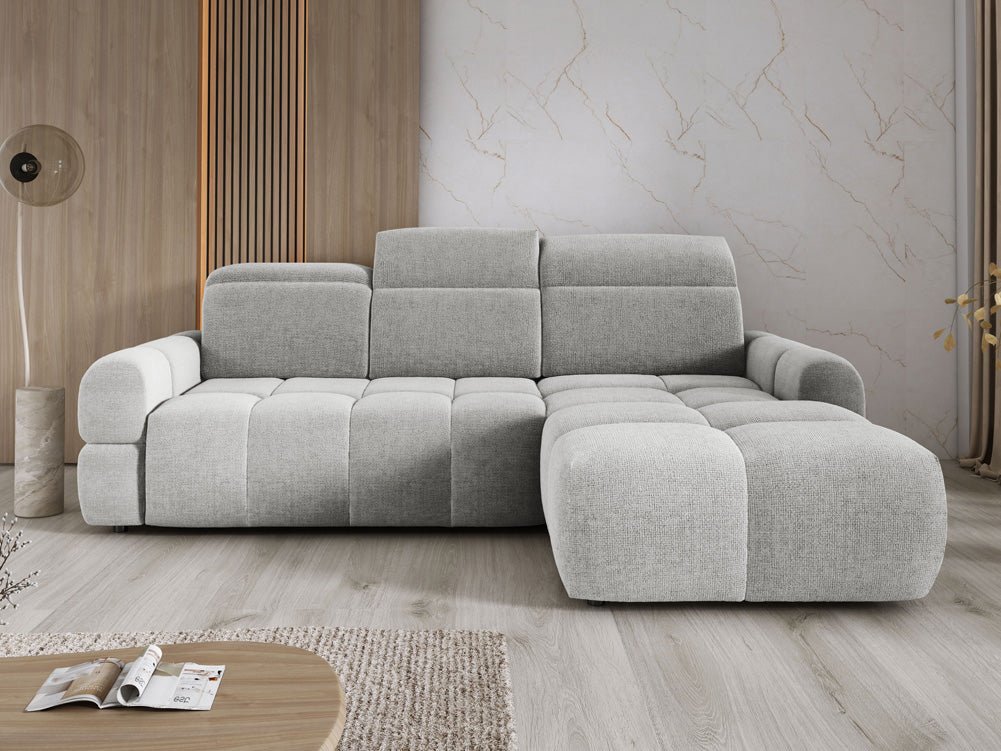 Designer Sofa Arosa L mit elektrischer Schlaffunktion in Bouclé