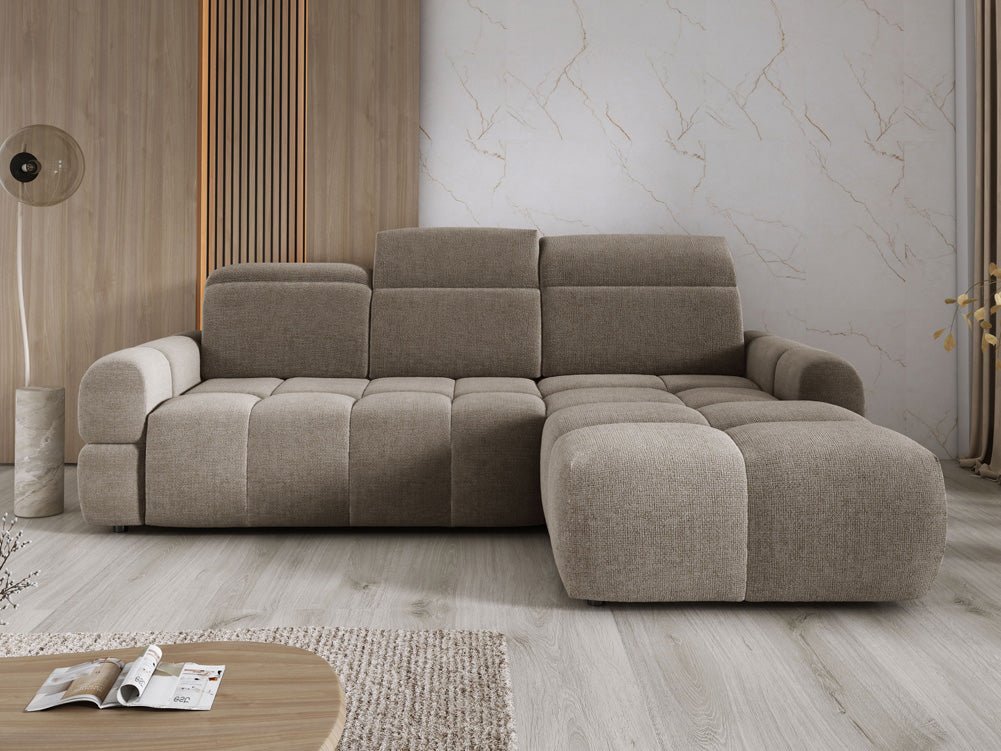 Designer Sofa Arosa L mit elektrischer Schlaffunktion in Bouclé