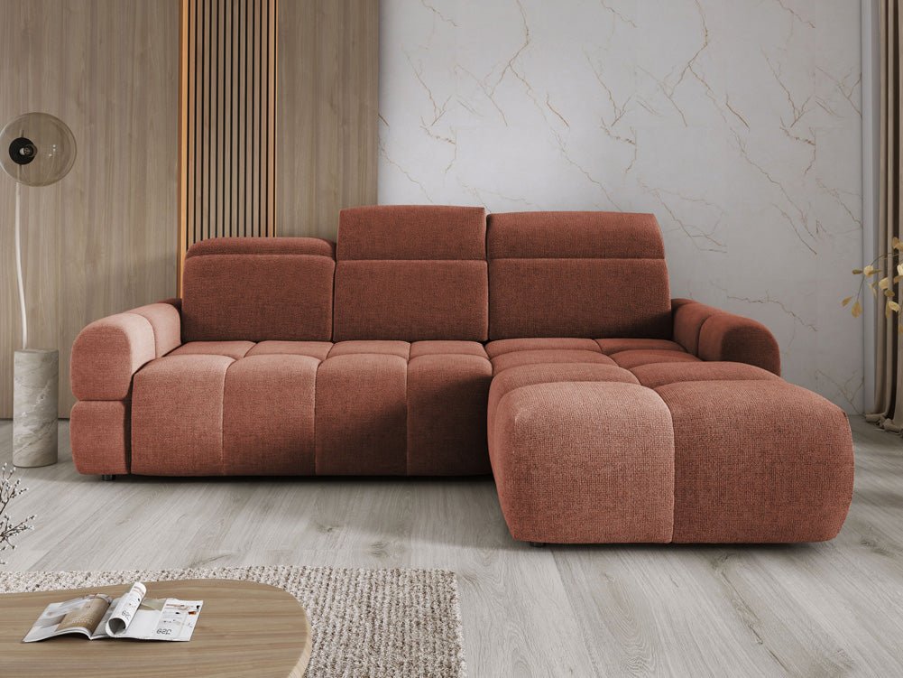 Designer Sofa Arosa L mit elektrischer Schlaffunktion in Bouclé