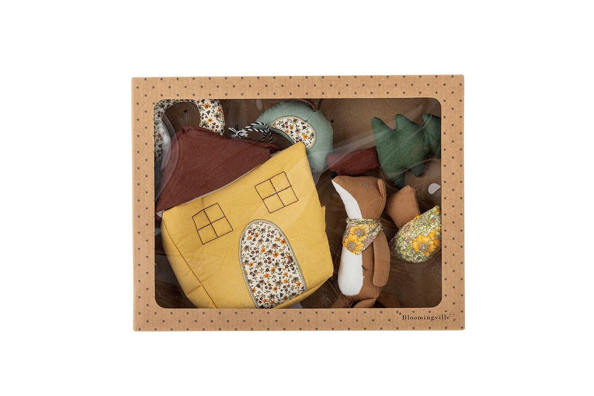 Spielset Rio - Stofftierhaus mit Fuchs, Vogel & Pflanzen aus Baumwolle & Leinen