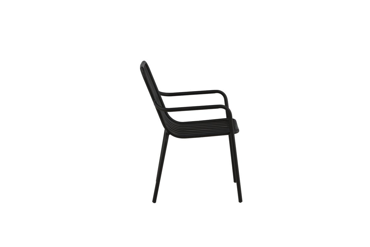 2er Set - Gartenstuhl Amy aus Aluminium in Schwarz, Beige