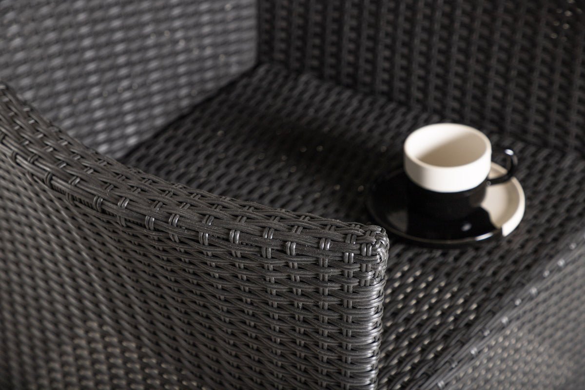 2er Set - Gartenstuhl Caro aus Rattan in Schwarz
