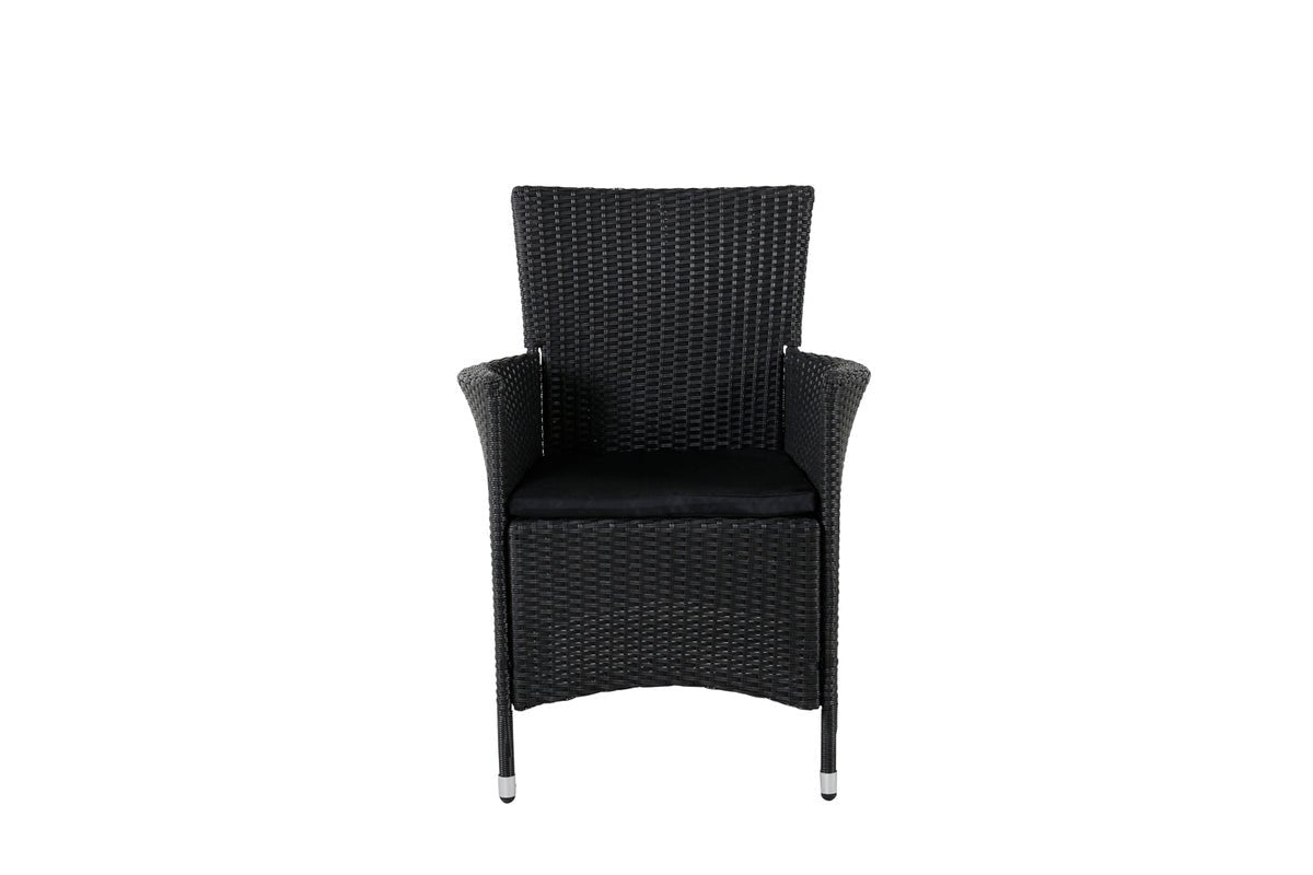 2er Set - Gartenstuhl Caro aus Rattan in Schwarz